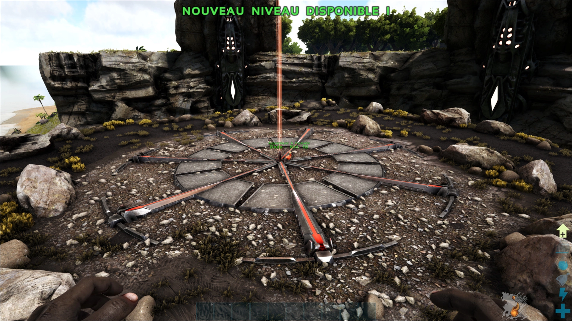 In-game obelisk used to transfer between clustered ARK servers