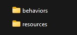 Contenu extrait d'un addon Bedrock avec dossiers behavior et resource