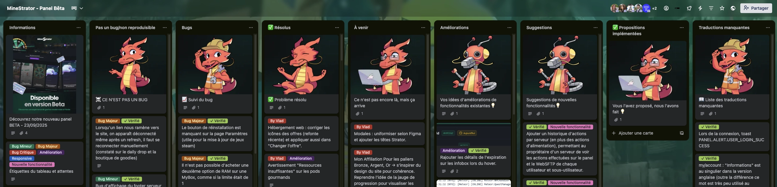 Section de feedback du panel MyBox avec bouton Reporter un bug