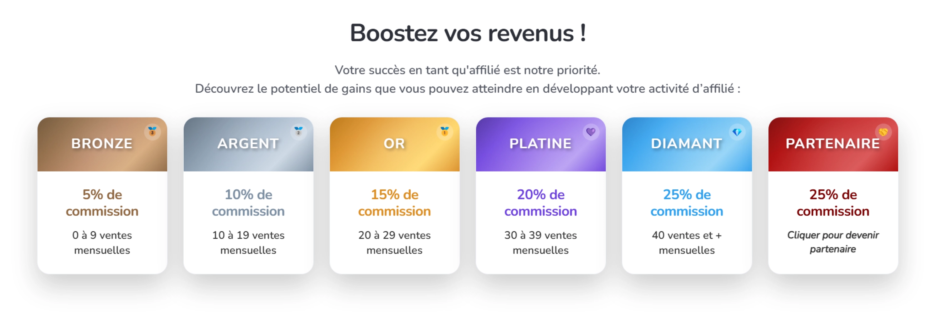 Page partenaires MineStrator avec profils personnalisés