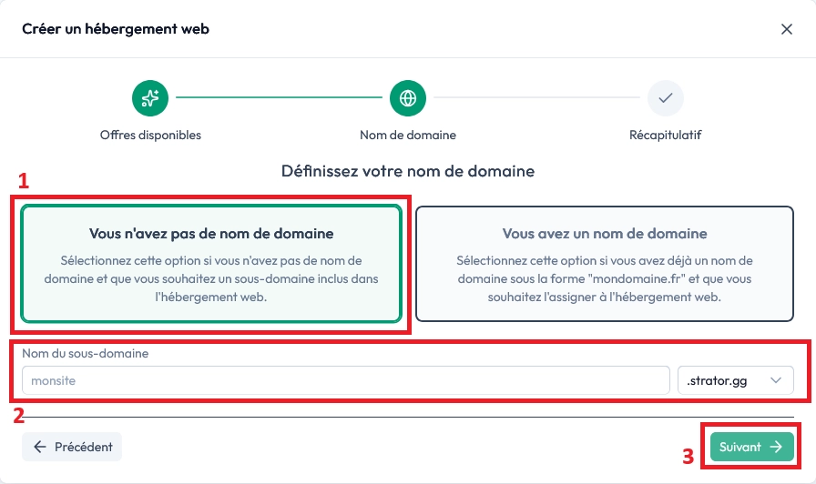 Validation de la création du service d’hébergement web