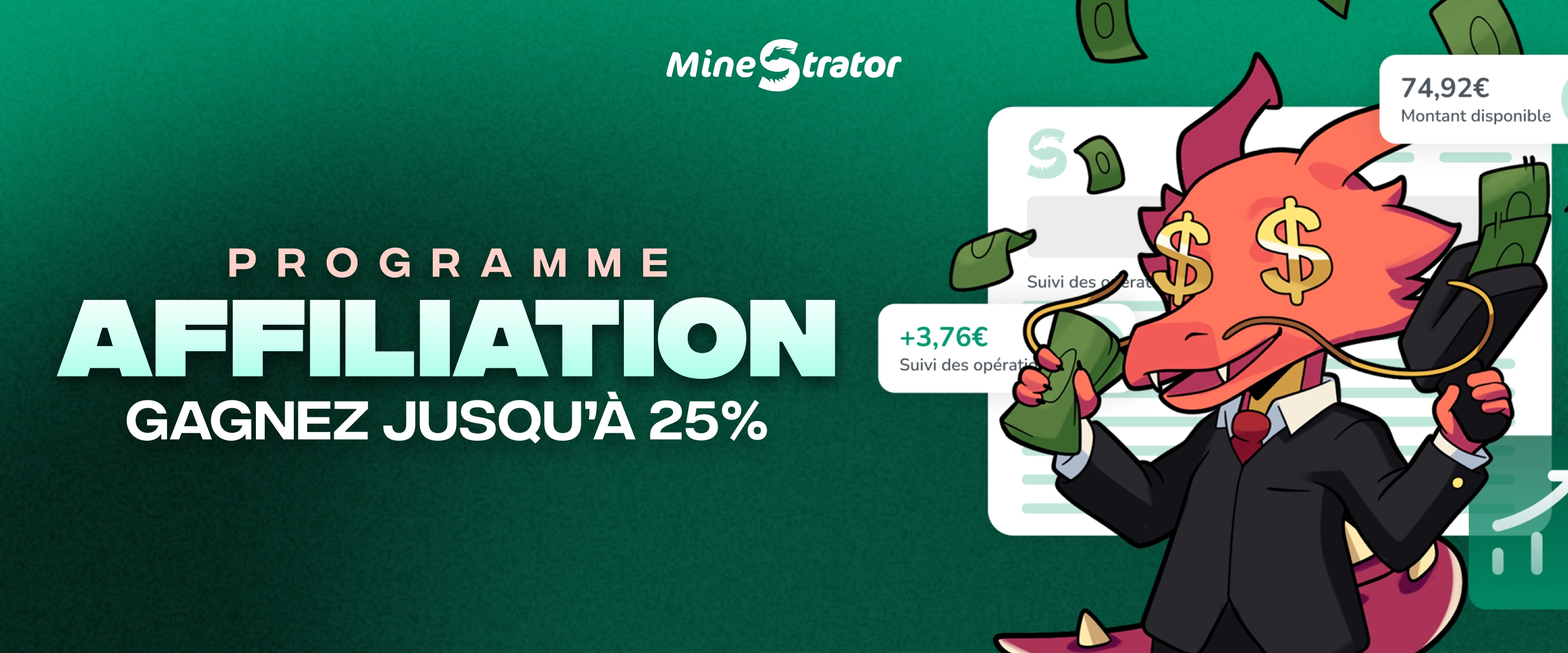 Programme d'affiliation MineStrator : gagnez jusqu'à 25 % de commission