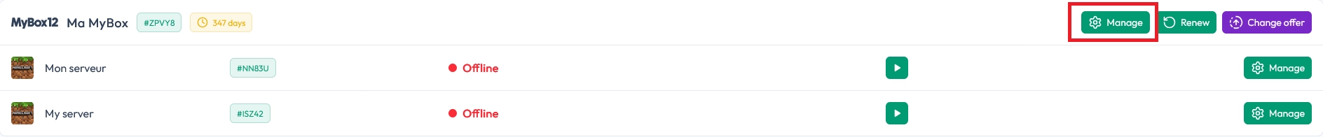MyBox panel showing the Sub-users tab in MineStrator