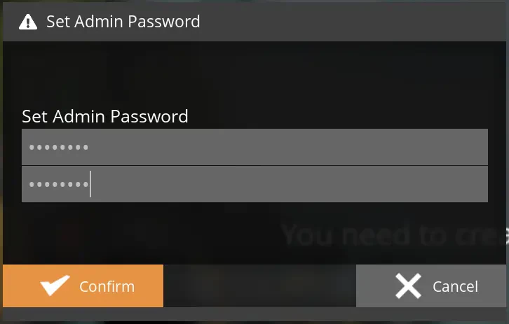 Screen to set the admin password for the Satisfactory server