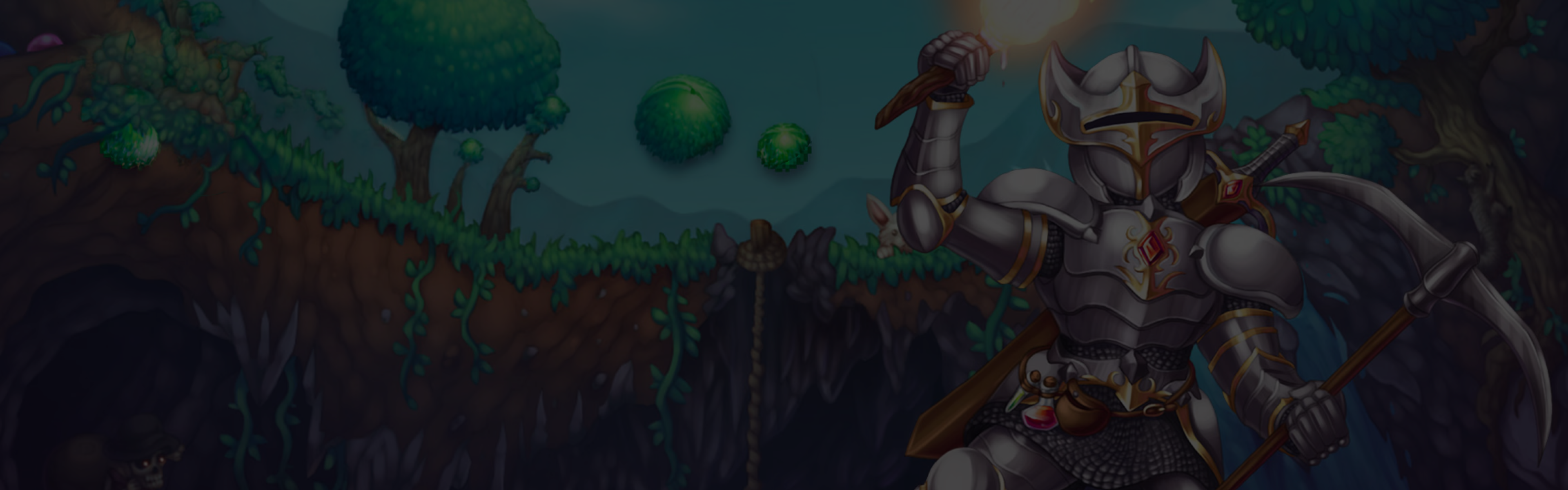 Game-related background of the header Terraria (tModLoader)
