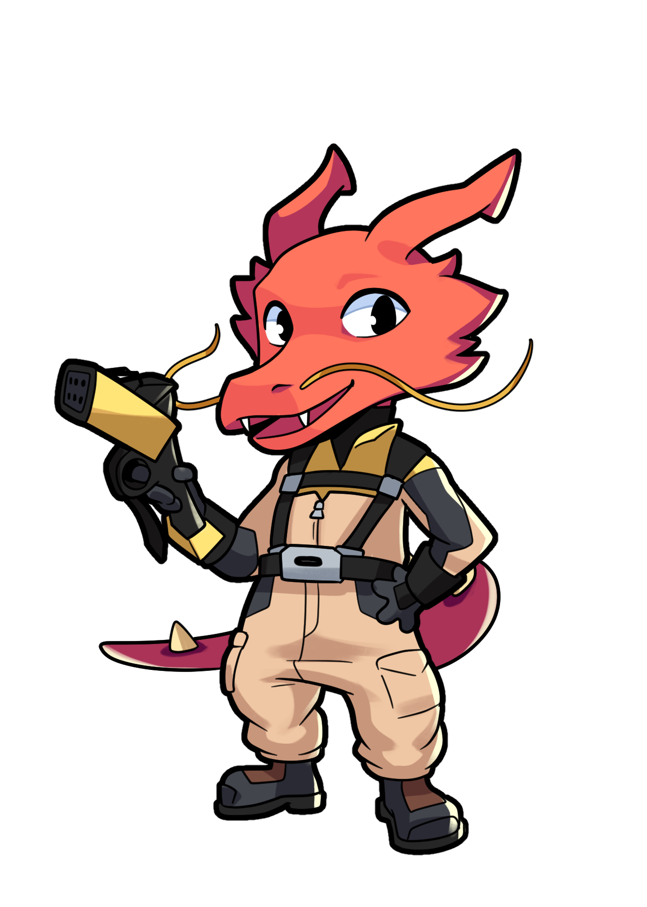 Stator déguisée en personnage du jeu Satisfactory