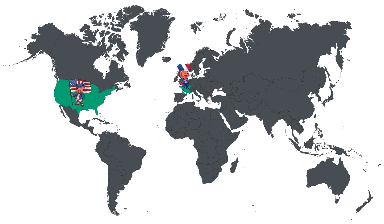 Carte des localisations disponibles