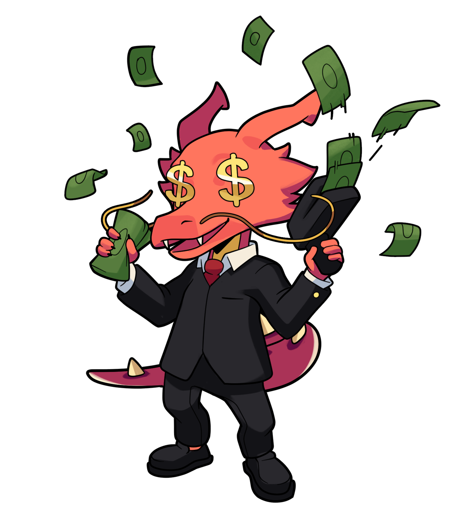 Strator avec une machine de billet et des billets tout autour